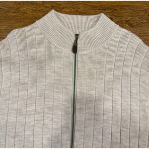 Orvis Beige Ribbed Elbow Patch Outdoor Hiking Full Zip Cardigan Sweater Men's XL